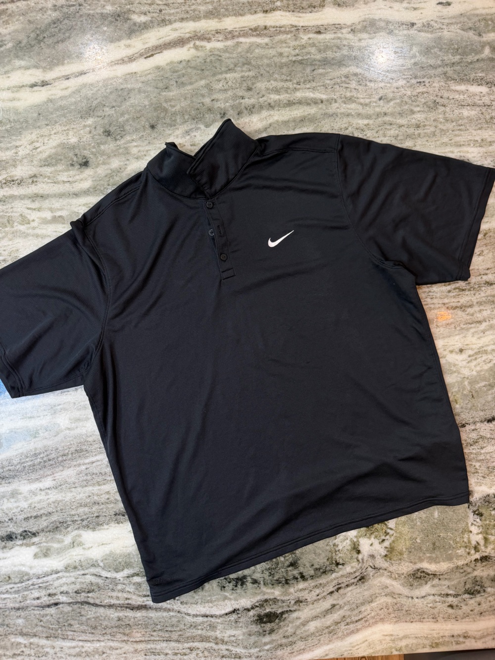 Nike Black Polo with White Swoosh Mens XXL